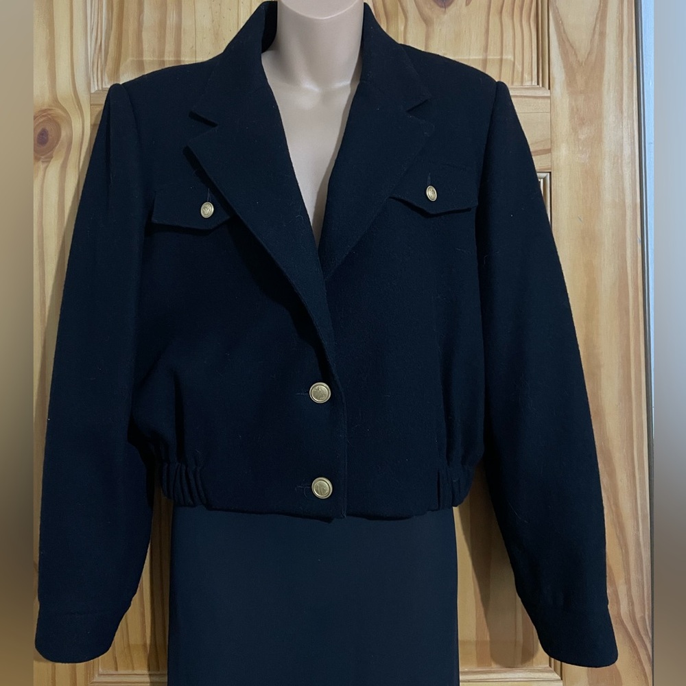 Savannah black wool bomber style jacket.